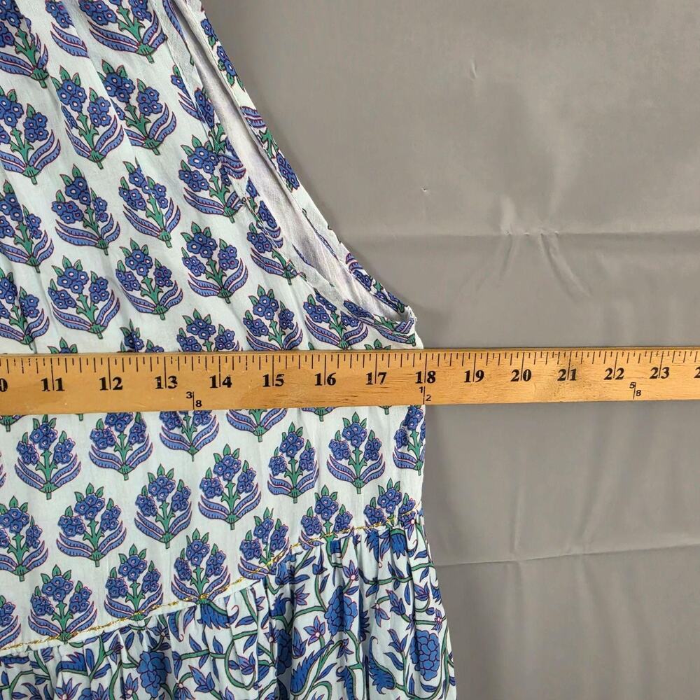 Ros Garden Dress Medium Sofia Tiered Maxi Blue Floral Boho Resort Summer Vacatio - Picture 13 of 14